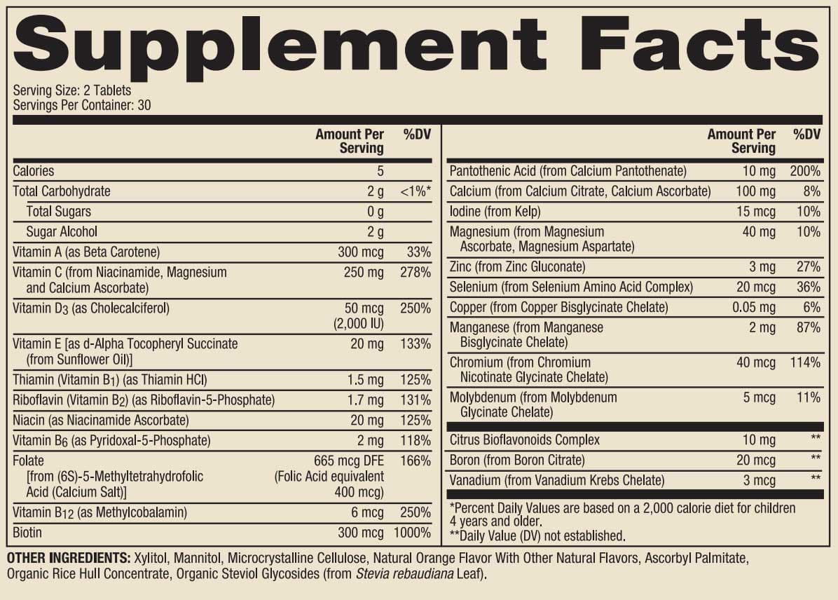 Dr. Mercola Chewable Multivitamin for Kids Ingredients