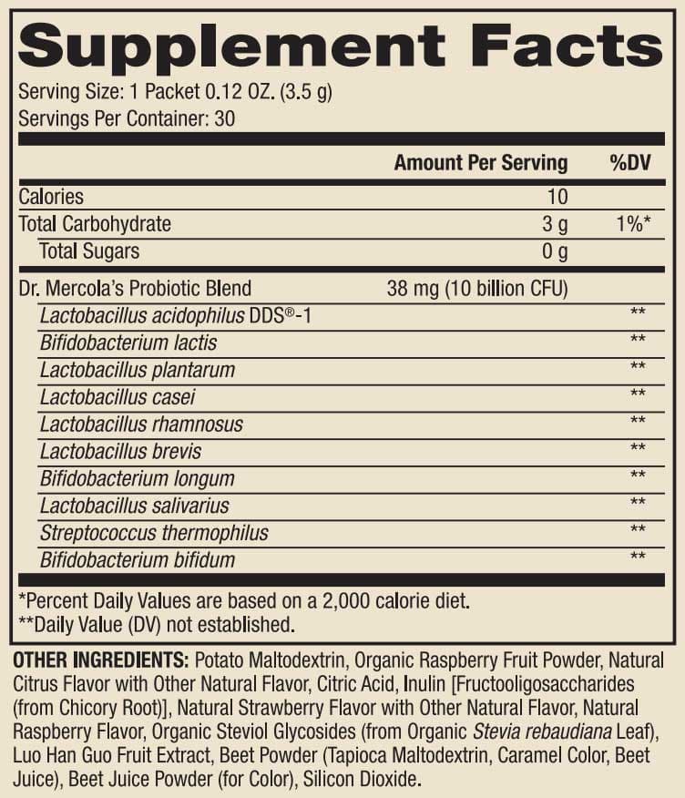 Dr. Mercola Complete Probiotic Kids Ingredients