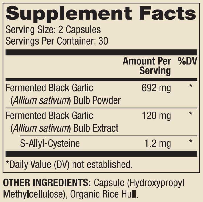 Dr. Mercola Fermented Black Garlic Ingredients