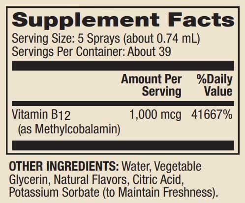 Dr. Mercola Methyl B-12 Energy Boost (Vitamin) Ingredients