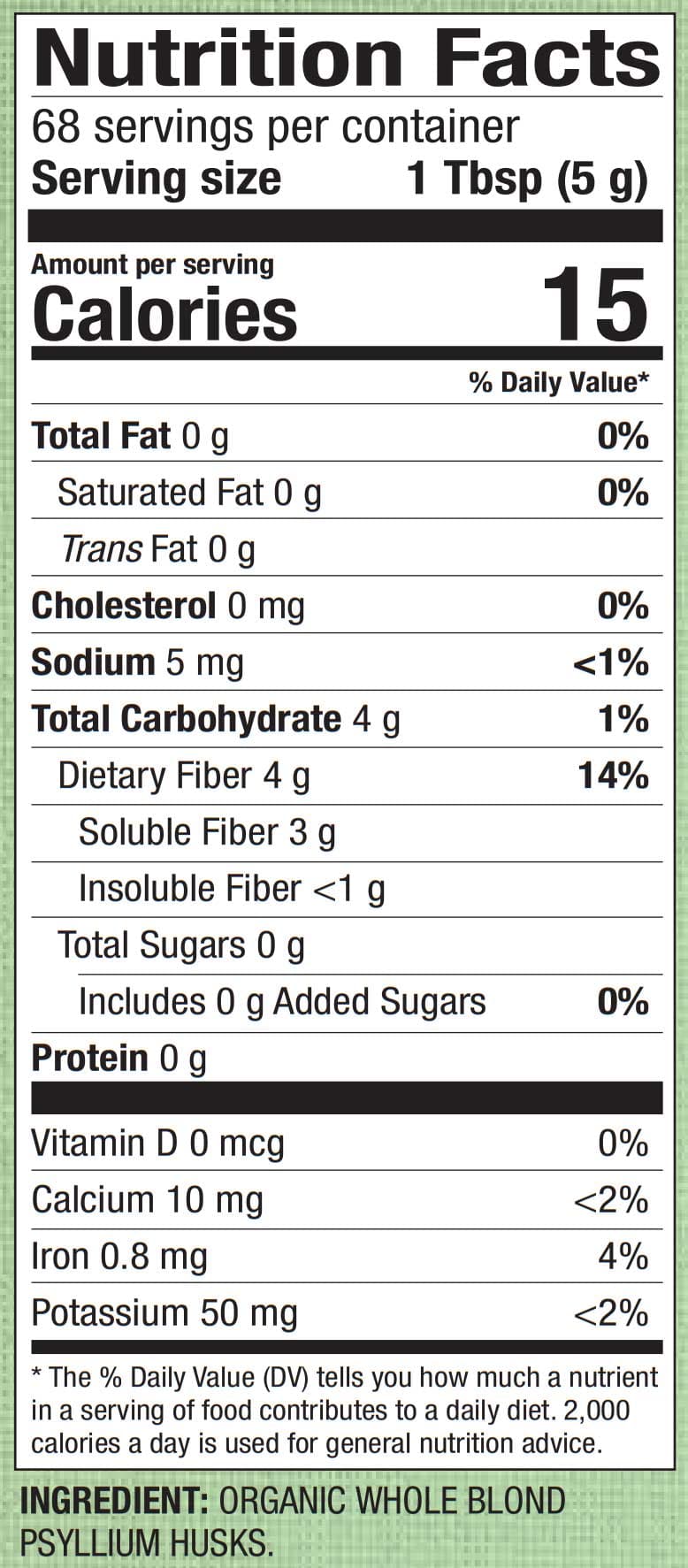 Dr. Mercola Whole Husk Psyllium Ingredients