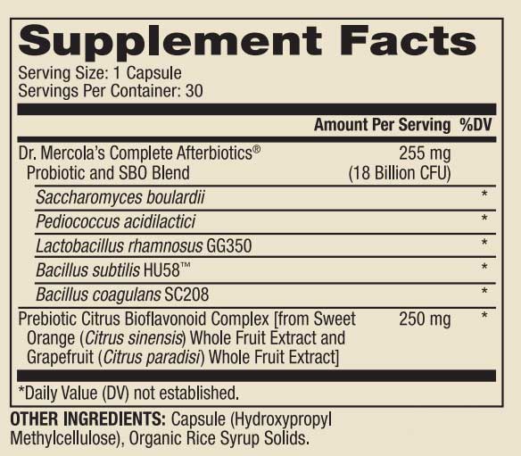 Dr. Mercola Complete Probiotics Afterbiotics Ingredients