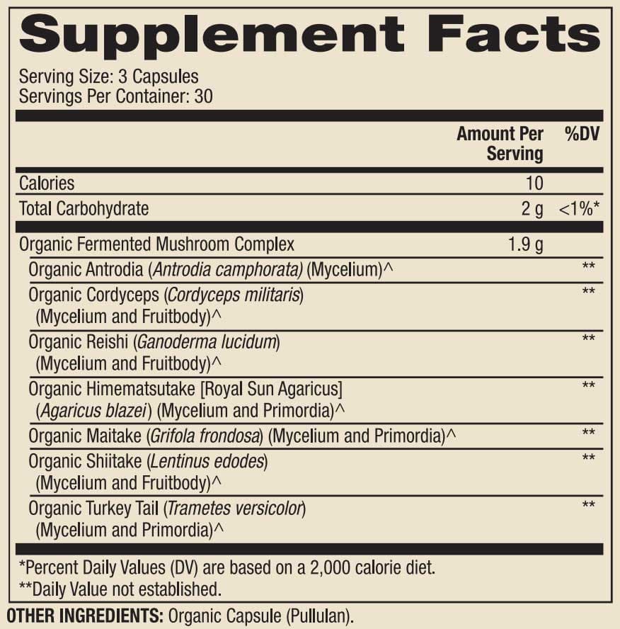 Dr. Mercola Fermented Mushroom Complex Ingredients