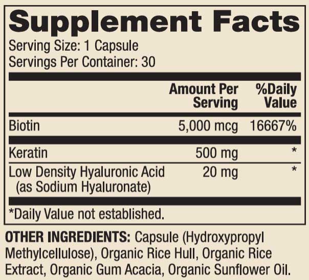 Dr. Mercola Hair, Skin and Nails Ingredients
