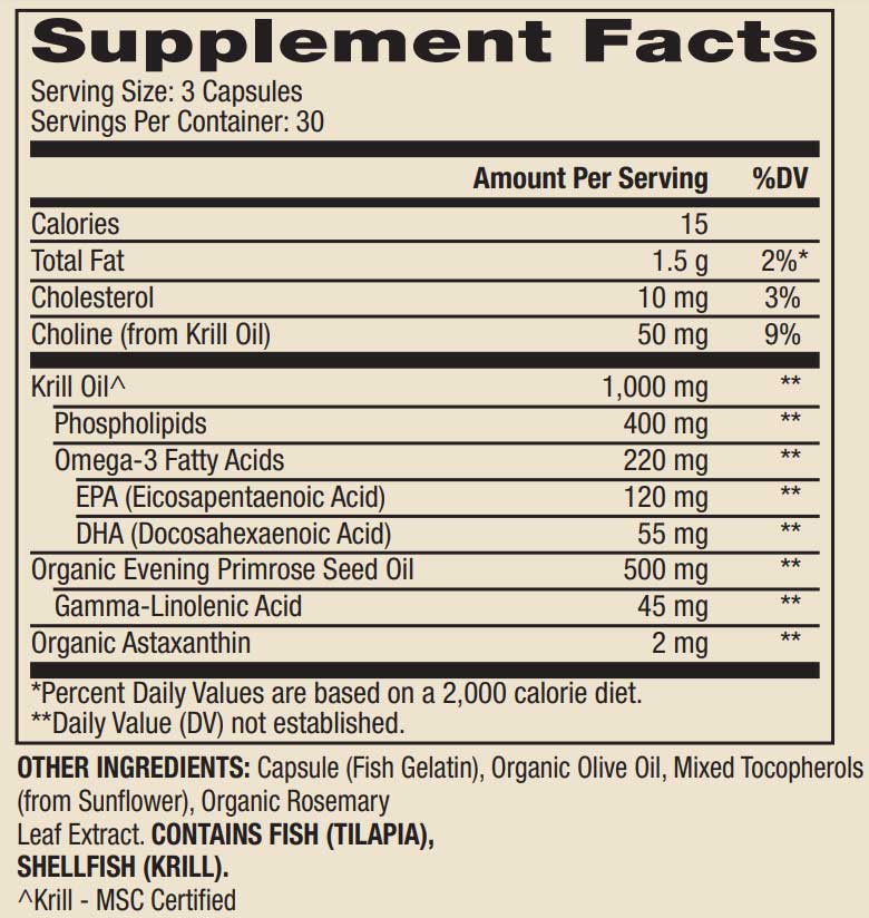 Dr. Mercola Krill Oil for Women with EPO Ingredients
