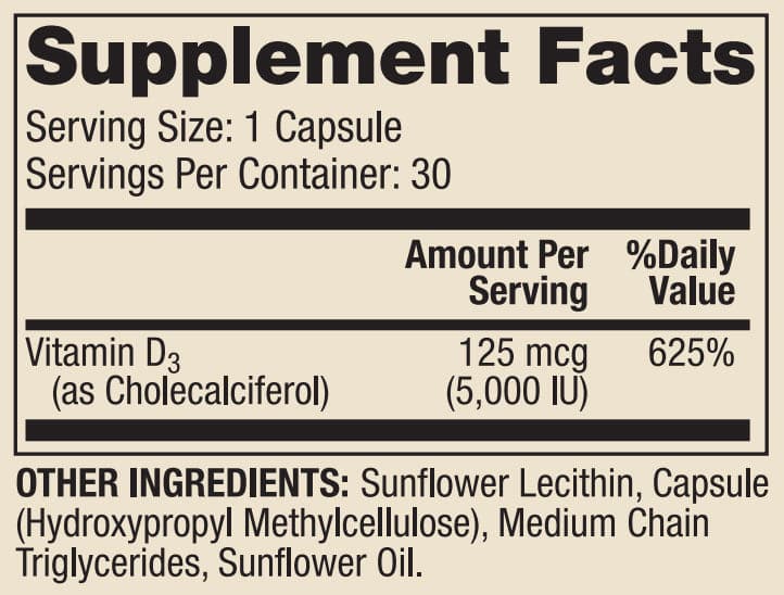 Dr. Mercola Liposomal Vitamin D3 5000 IU Ingredients