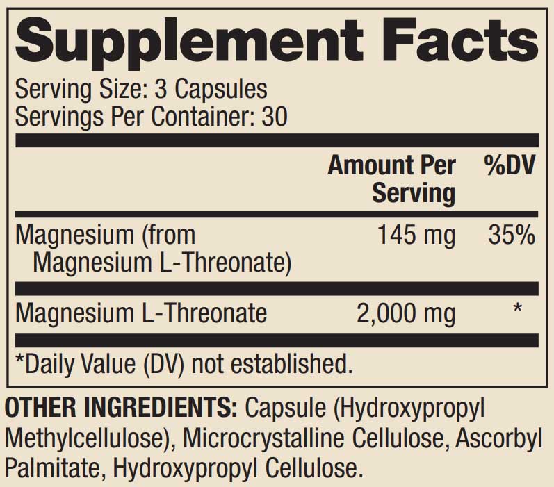Dr. Mercola Magnesium Advanced (Formerly Magnesium L-Threonate) Ingredient