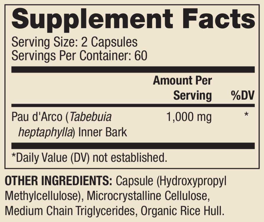 Dr. Mercola Pau D'Arco Ingredients
