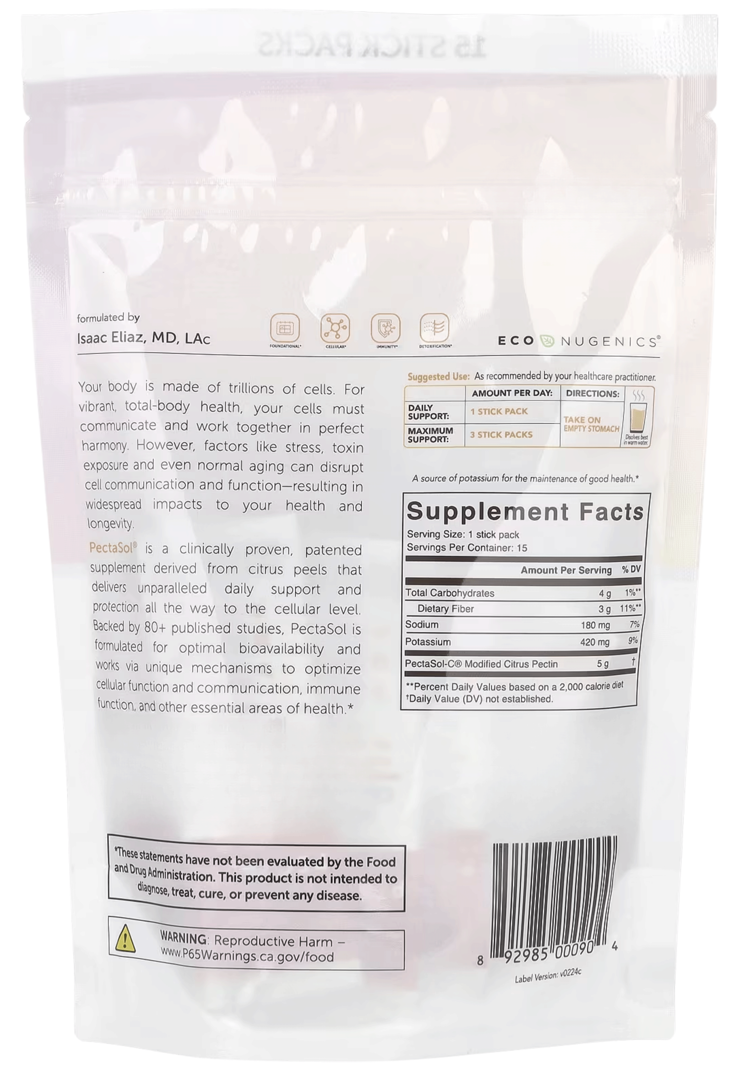 EcoNugenics Pectasol Stick Packs Ingredients