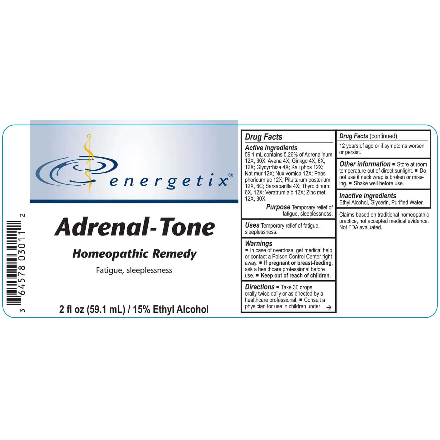 Energetix Adrenal-Tone Label