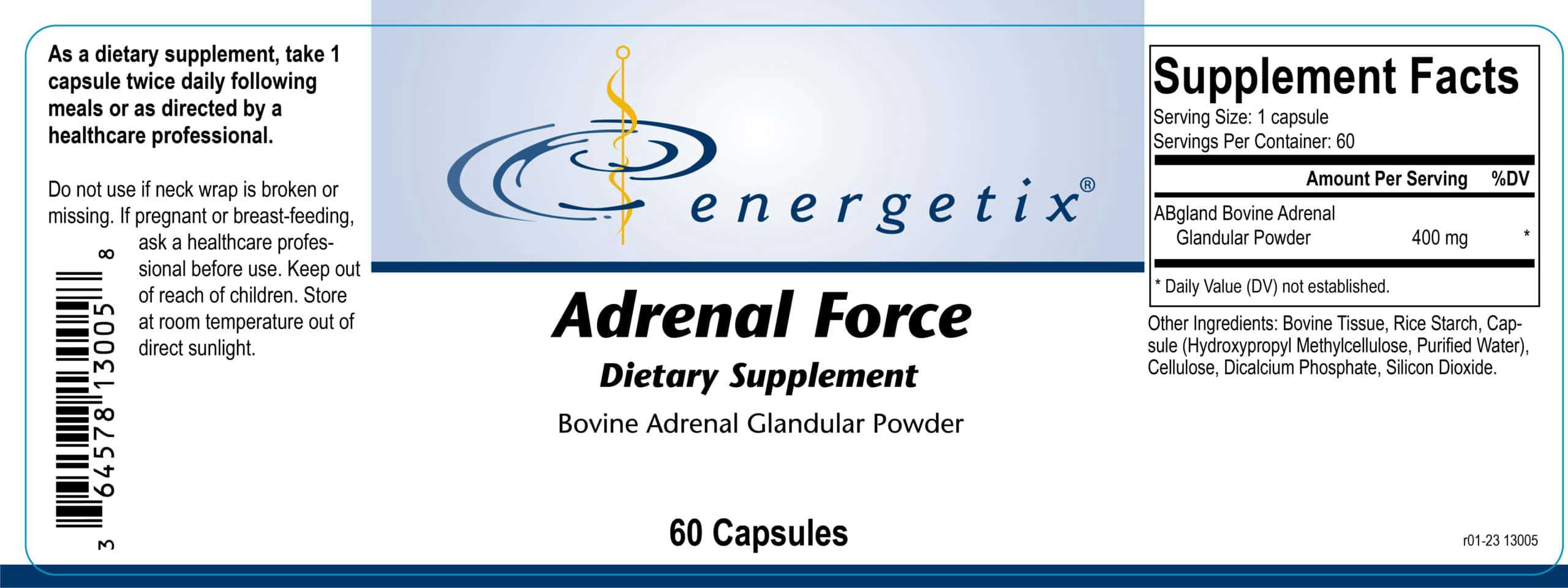 Energetix Adrenal Force Label