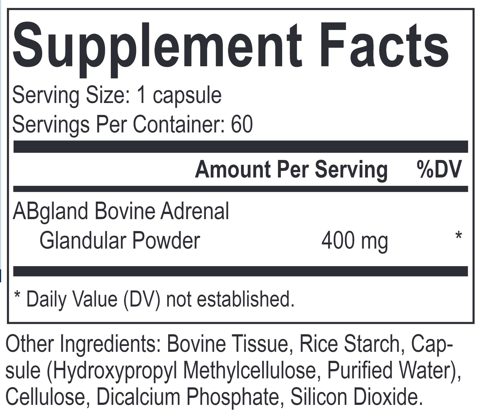 Energetix Adrenal Force Ingredients