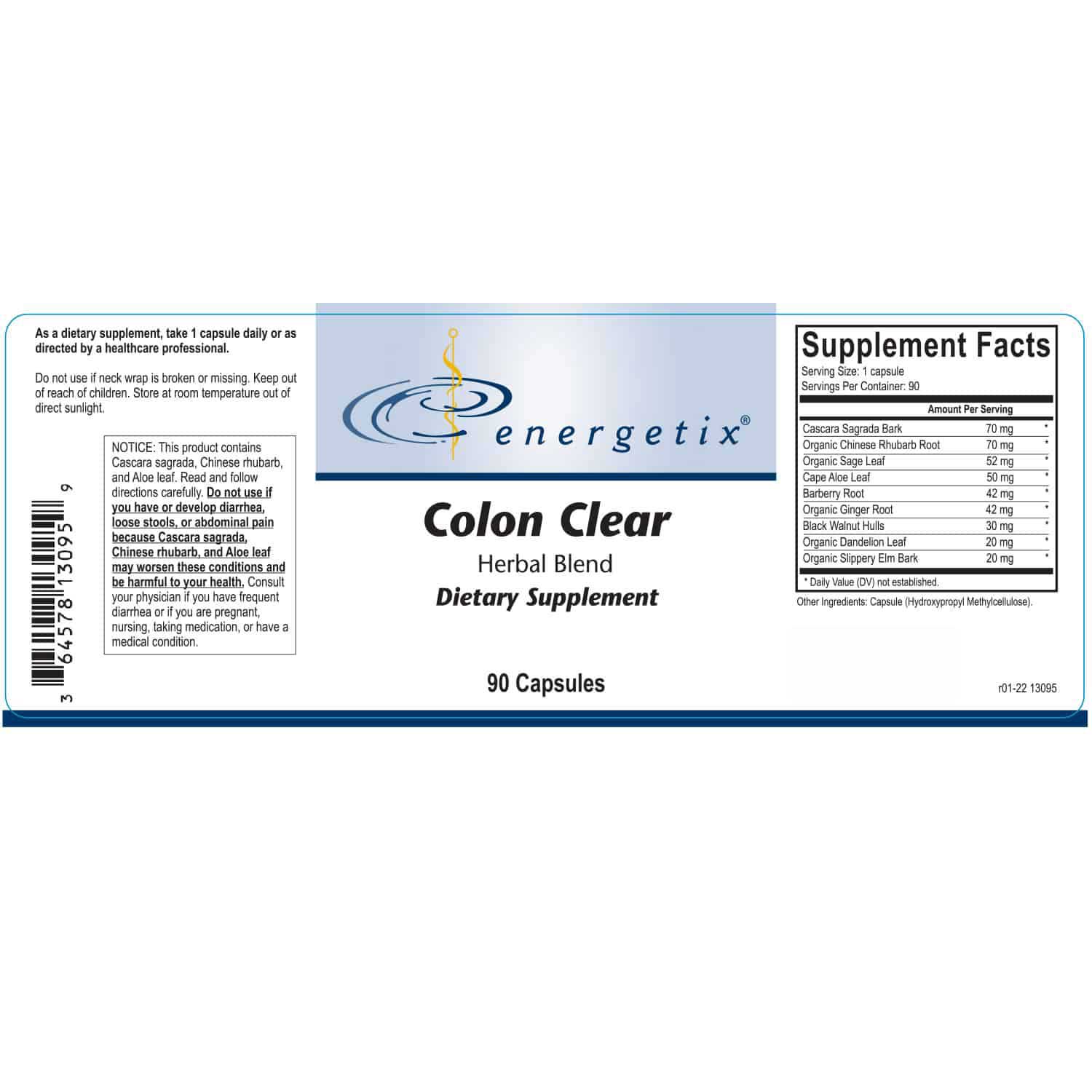 Energetix Colon Clear Label
