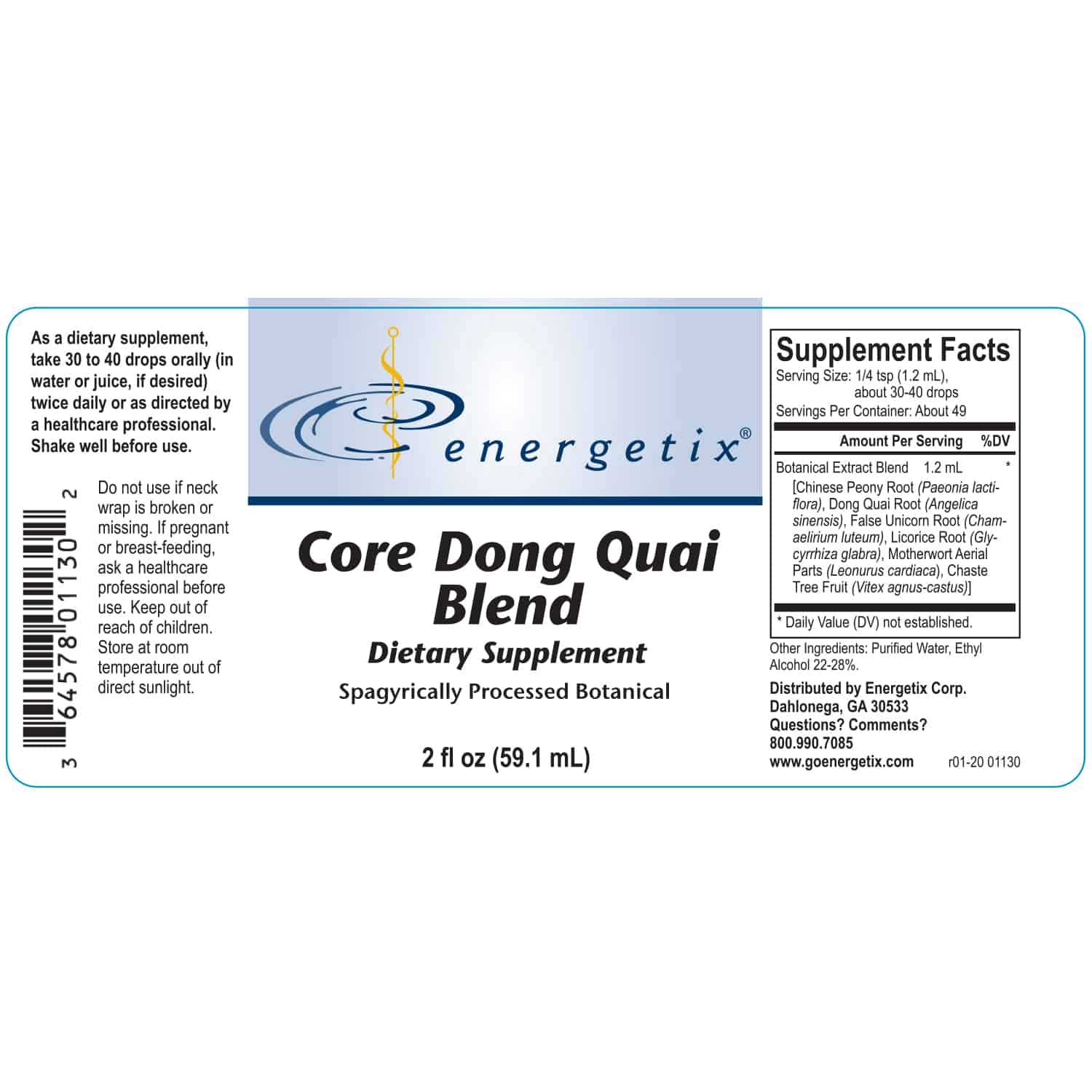 Energetix Core Dong Quai Blend Label