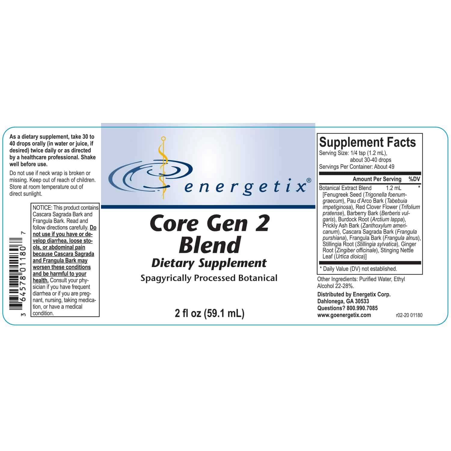 Energetix Core Gen 2 Label