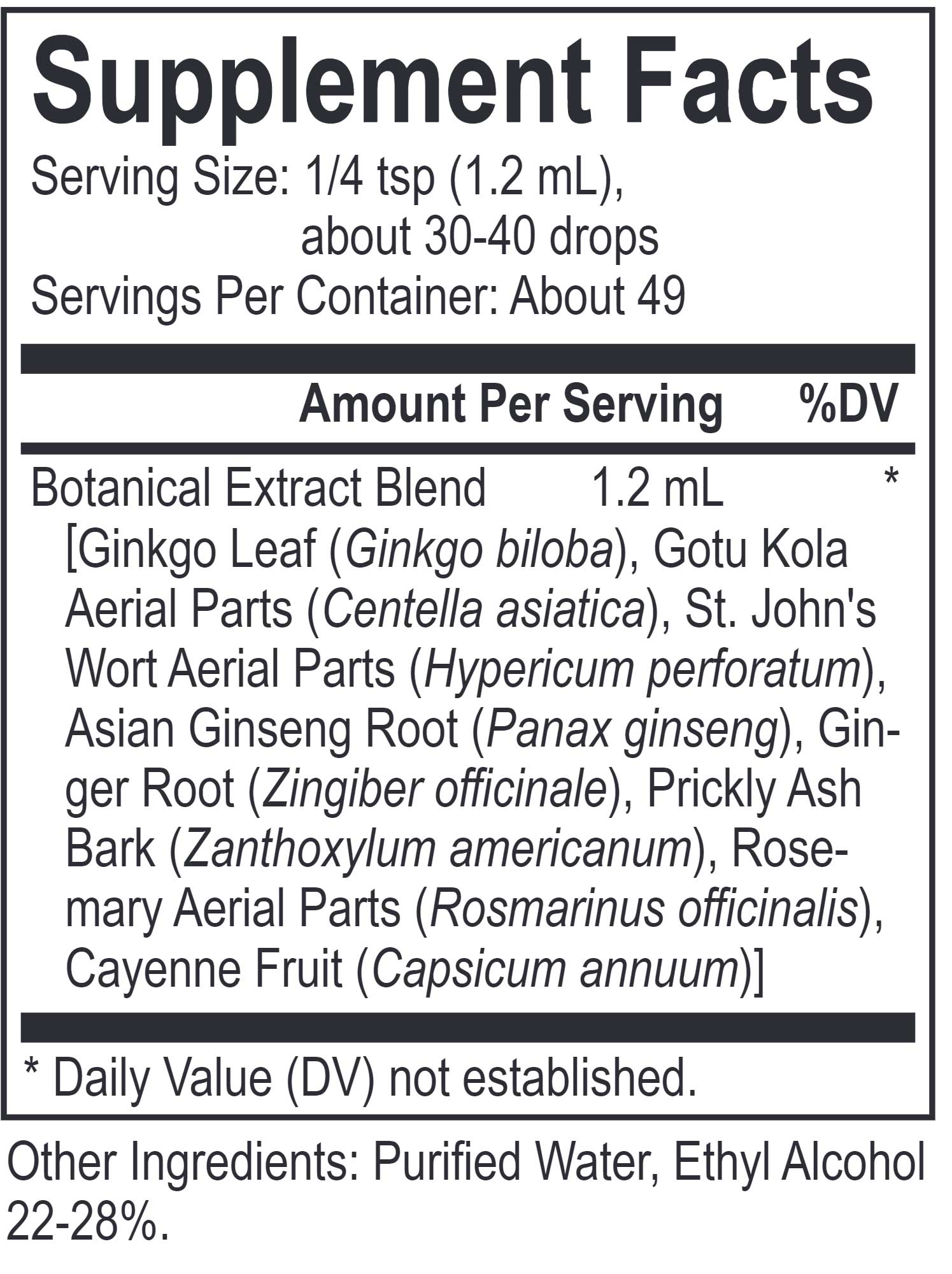 Energetix Core Ginkgo Blend Ingredients