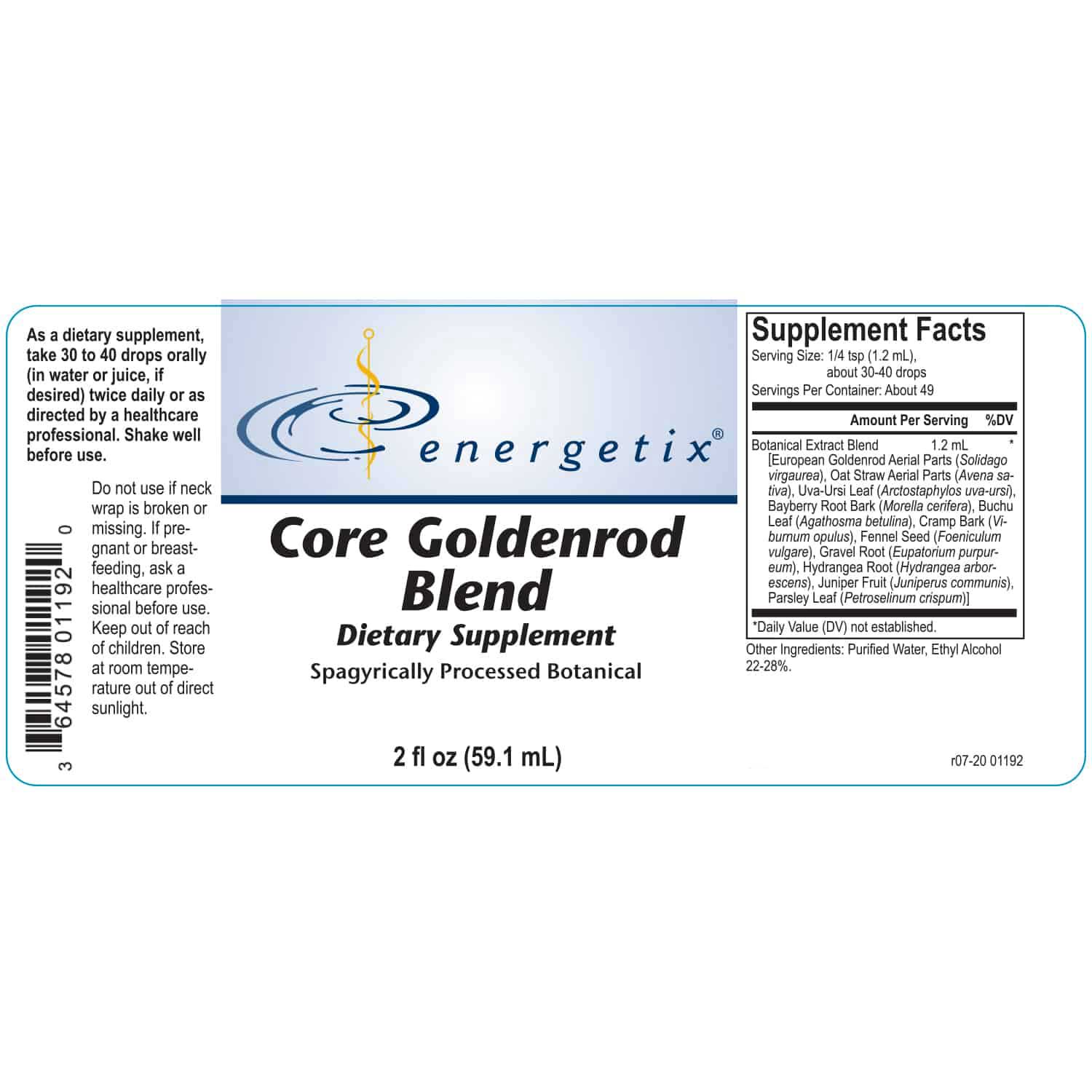 Energetix Core Goldenrod Blend Label