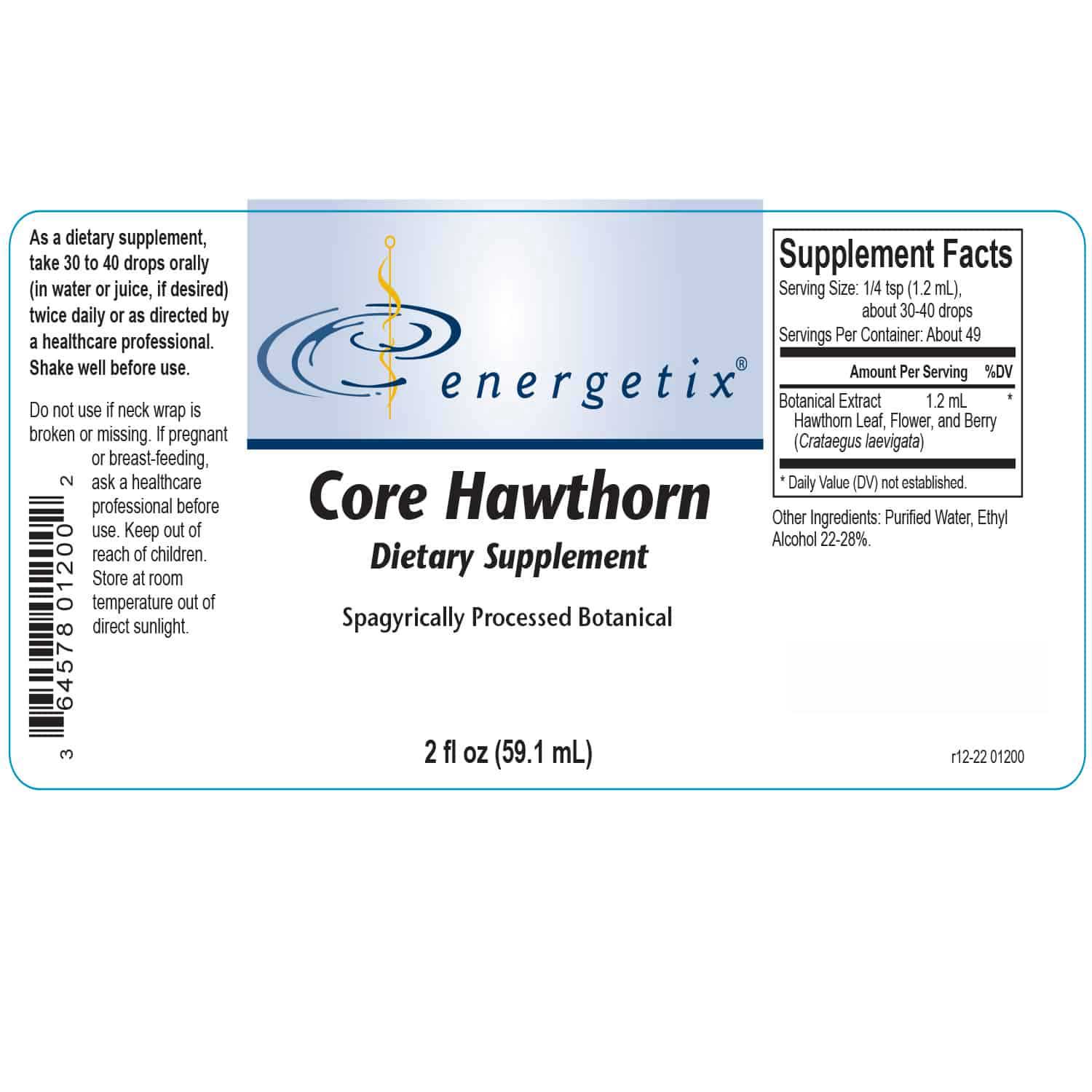Energetix Core Hawthorn Label