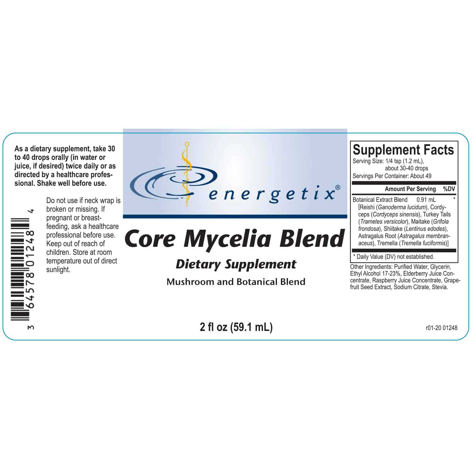 Energetix Core Mycelia Blend Label