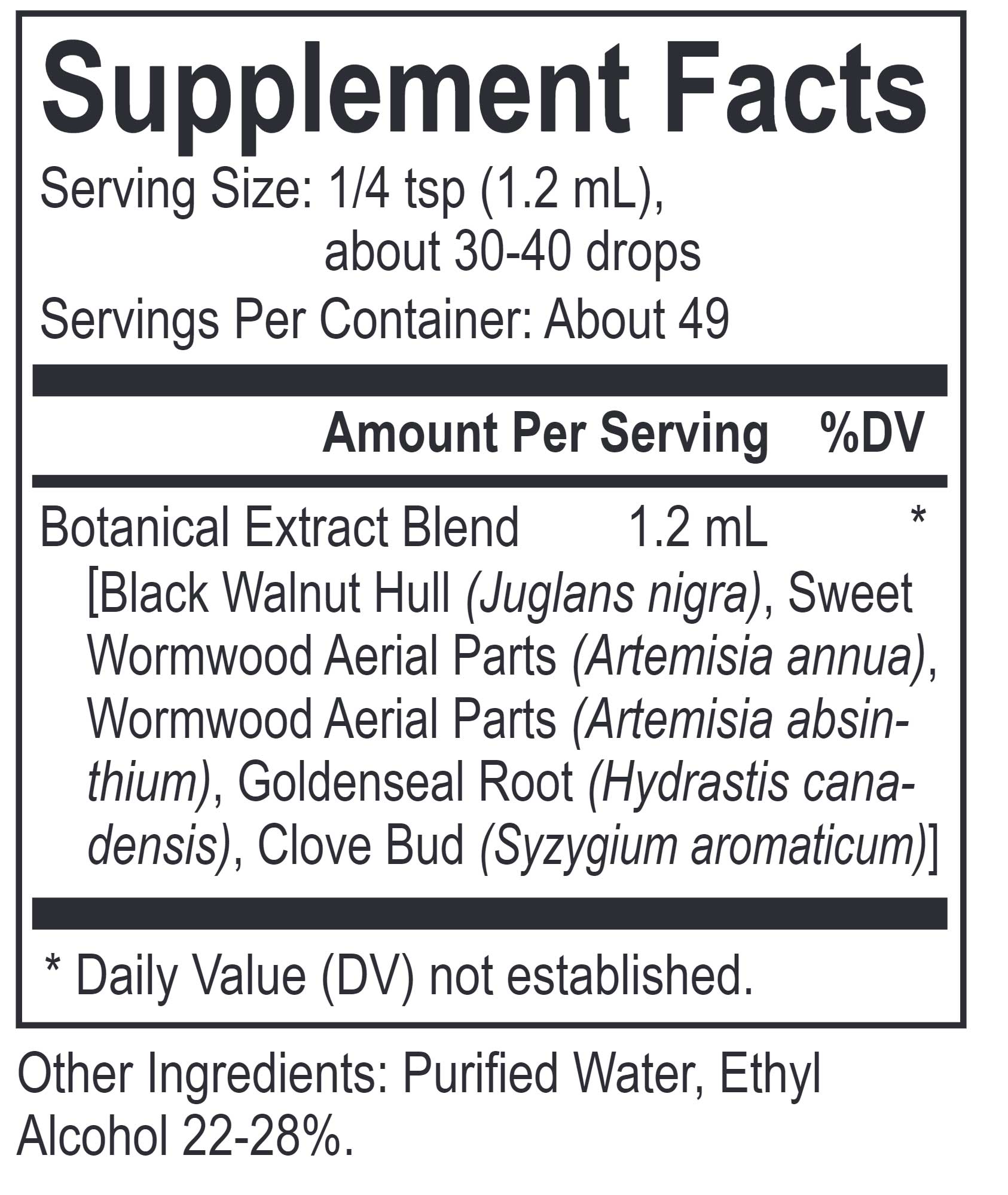 Energetix Core Para-V Blend Ingredients