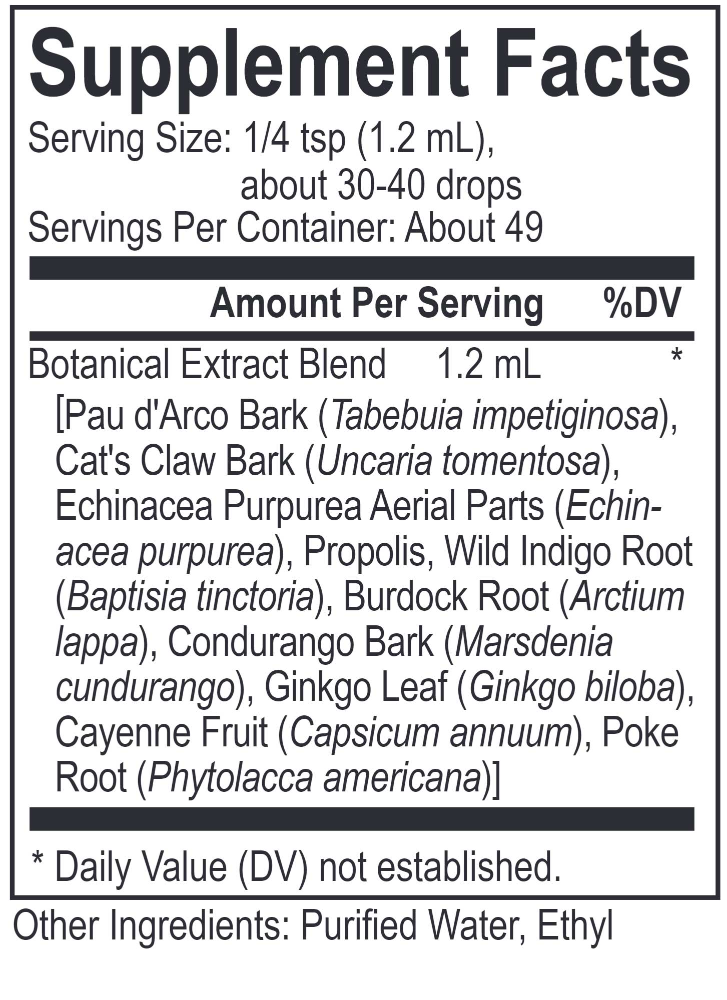 Energetix Core Pau d'Arco Blend Ingredients