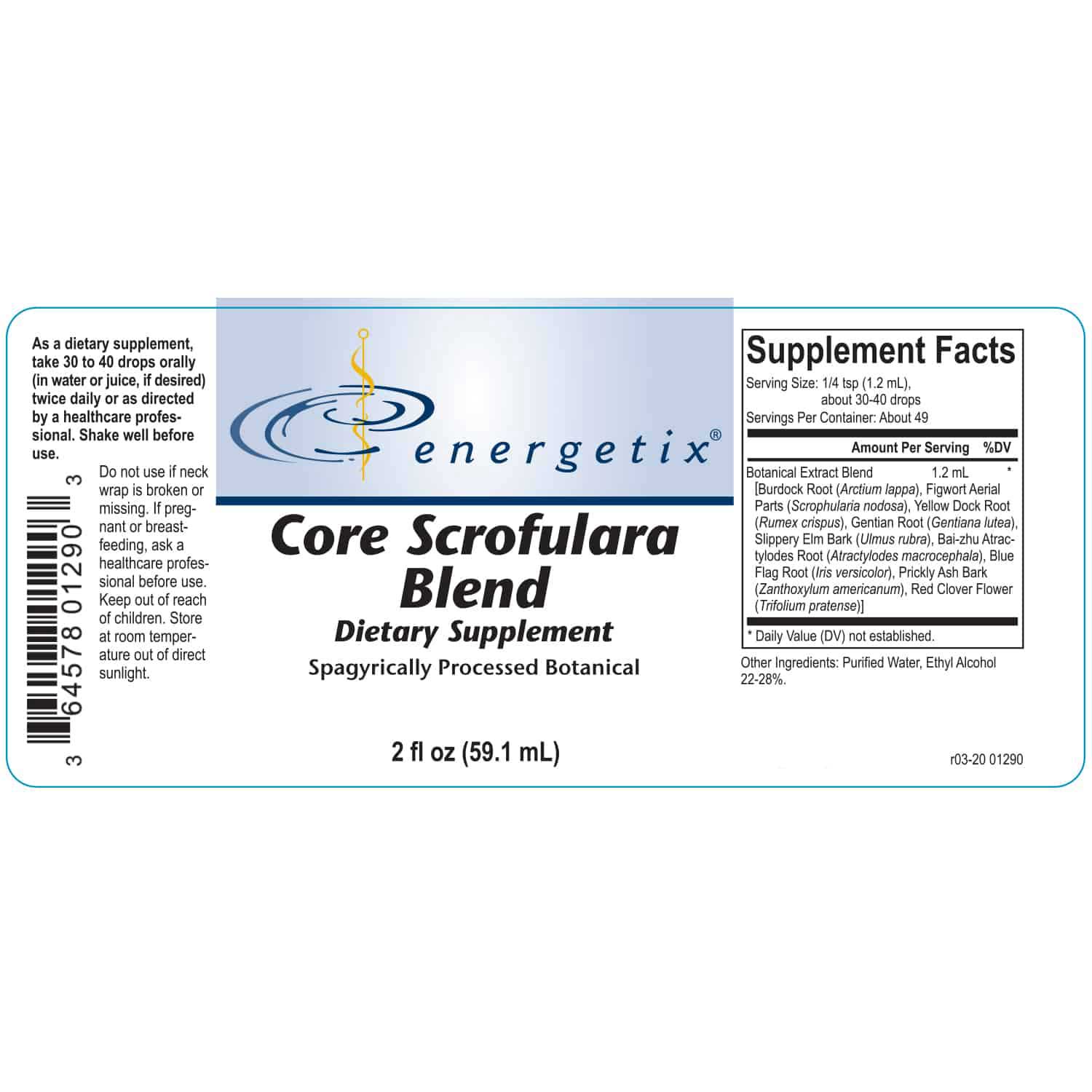 Energetix Core Scrofulara Blend Label