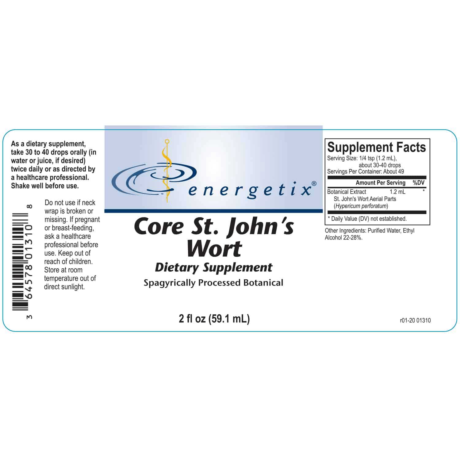 Energetix Core St. John's Wort Label