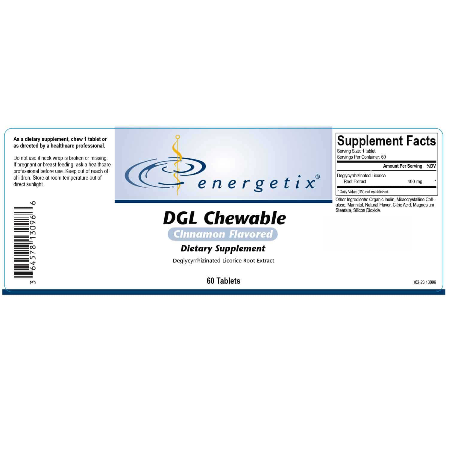 Energetix DGL Chewable Label