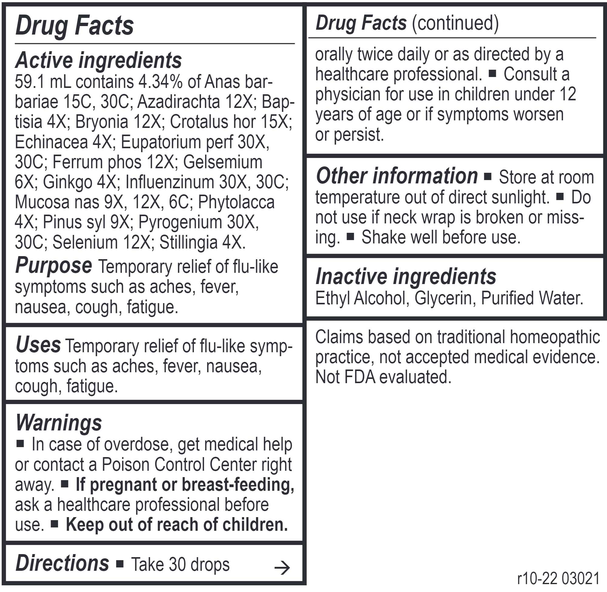 Energetix Flu-Tone Ingredients