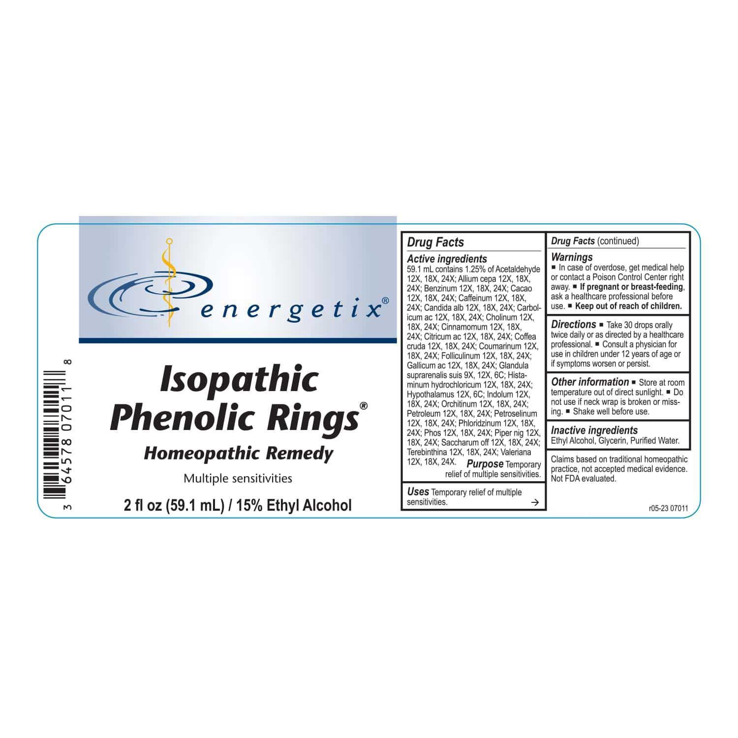 Energetix Isopathic Phenolic Rings Label