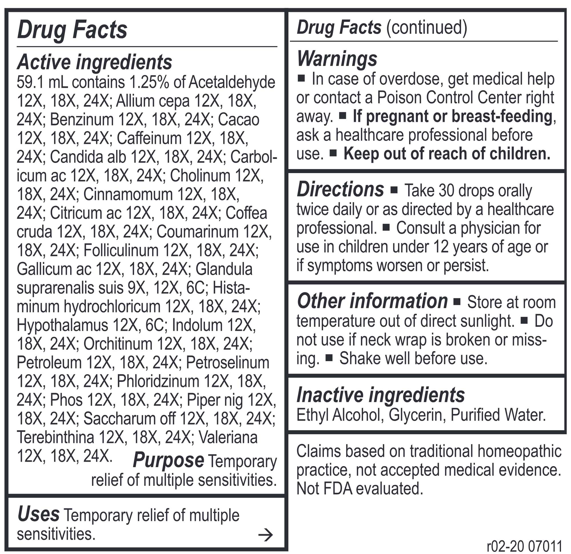 Energetix Isopathic Phenolic Rings Ingredients