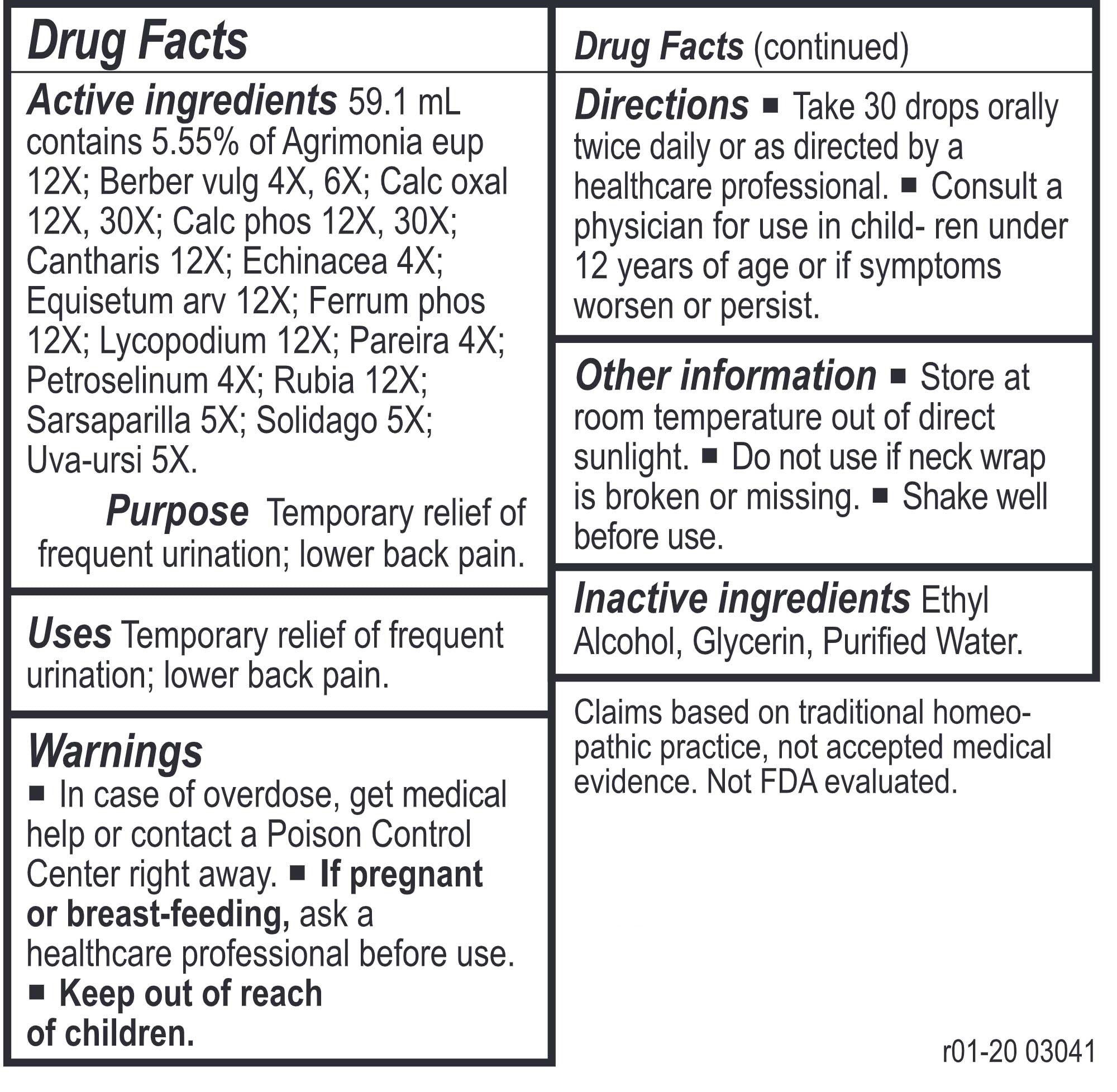 Energetix Kidney-Tone Ingredients