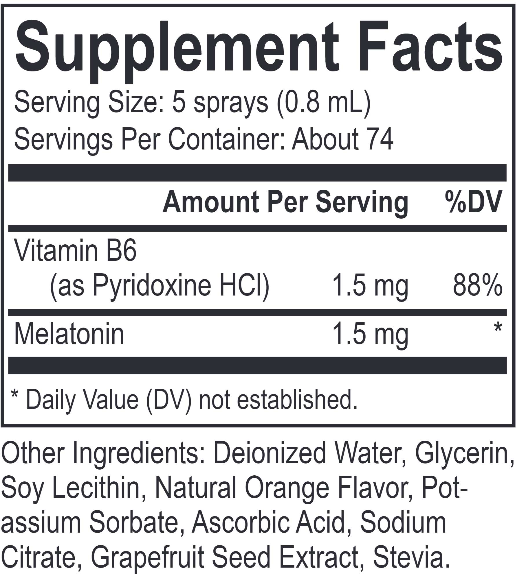 Energetix Melatonin Spray Ingredients