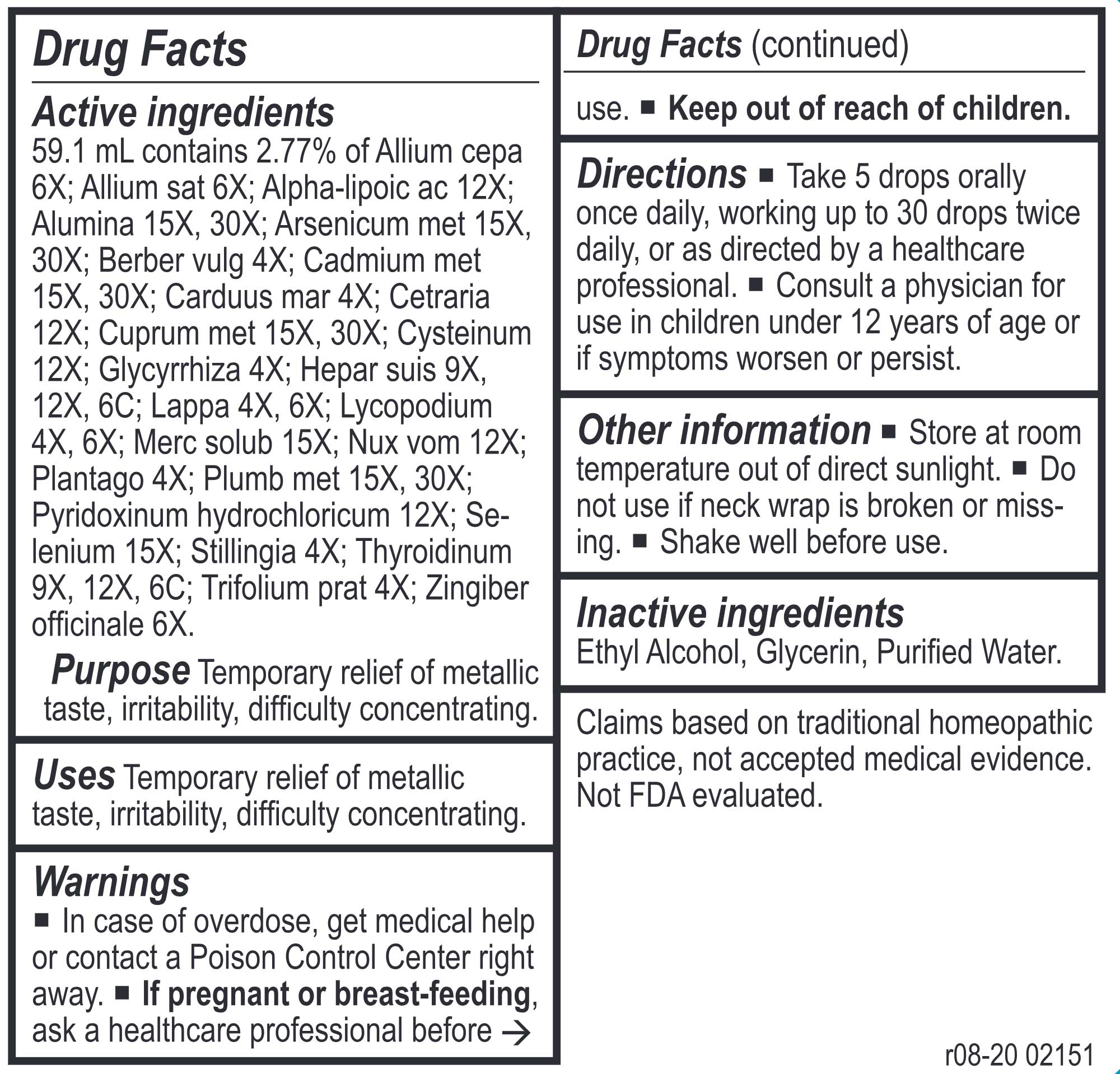 Energetix Metal-Chord Ingredients