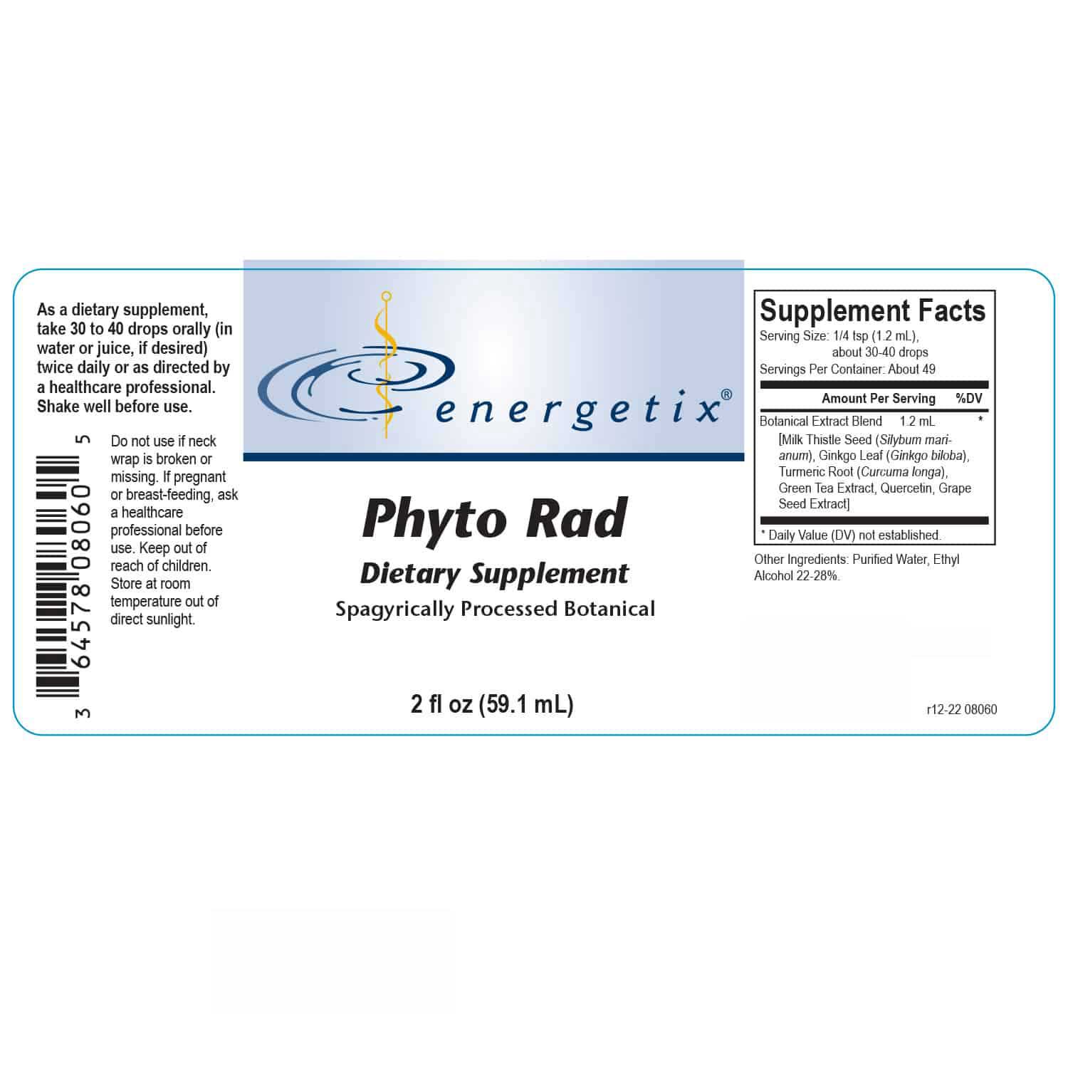 Energetix Phyto Rad Label