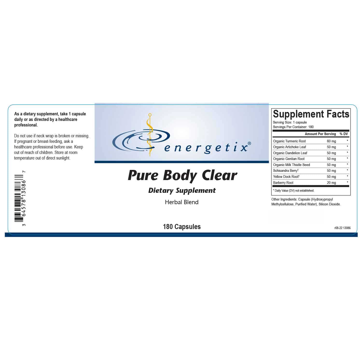 Energetix Pure Body Clear Label