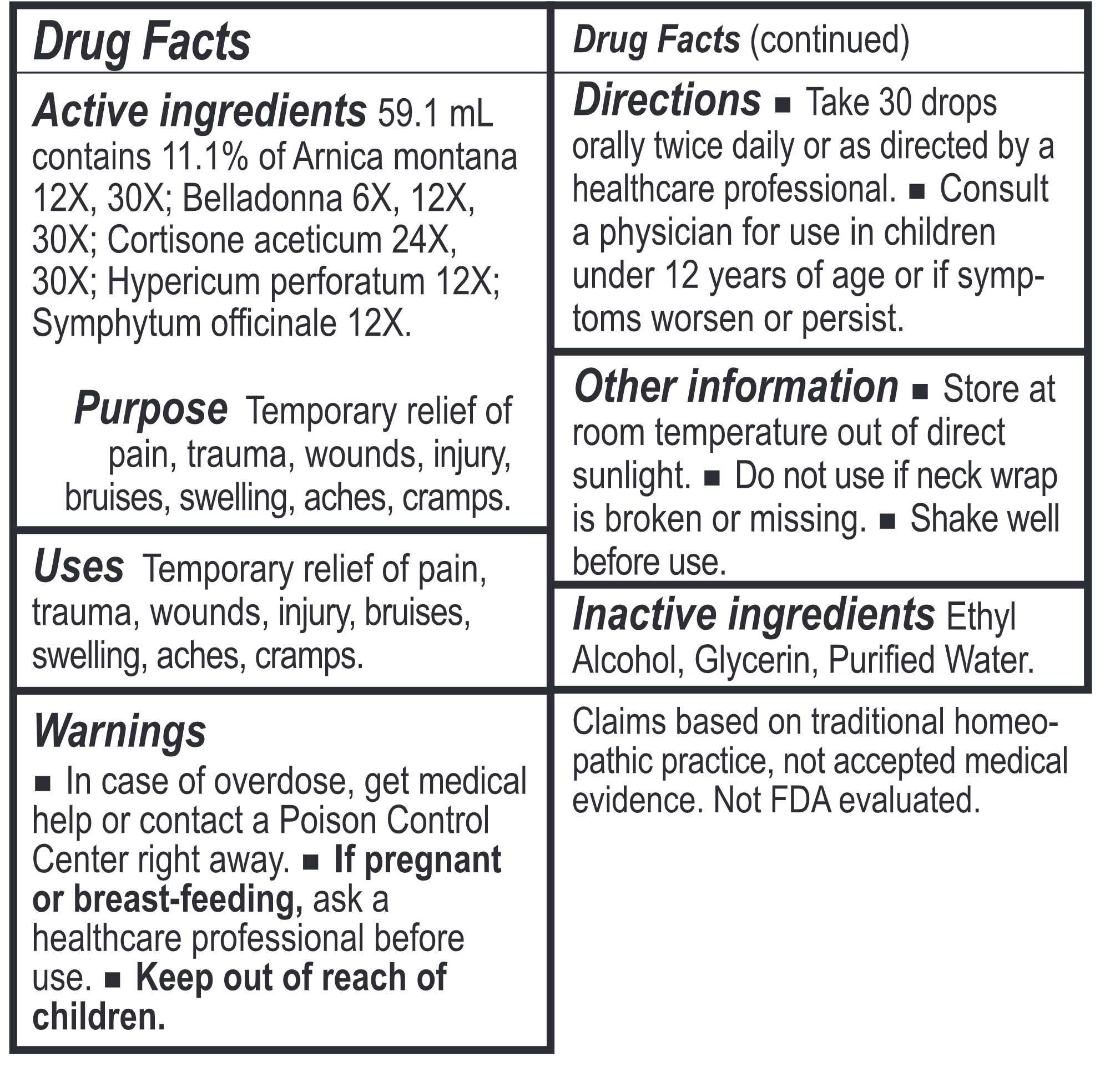 Energetix Relief-Tone Ingredients