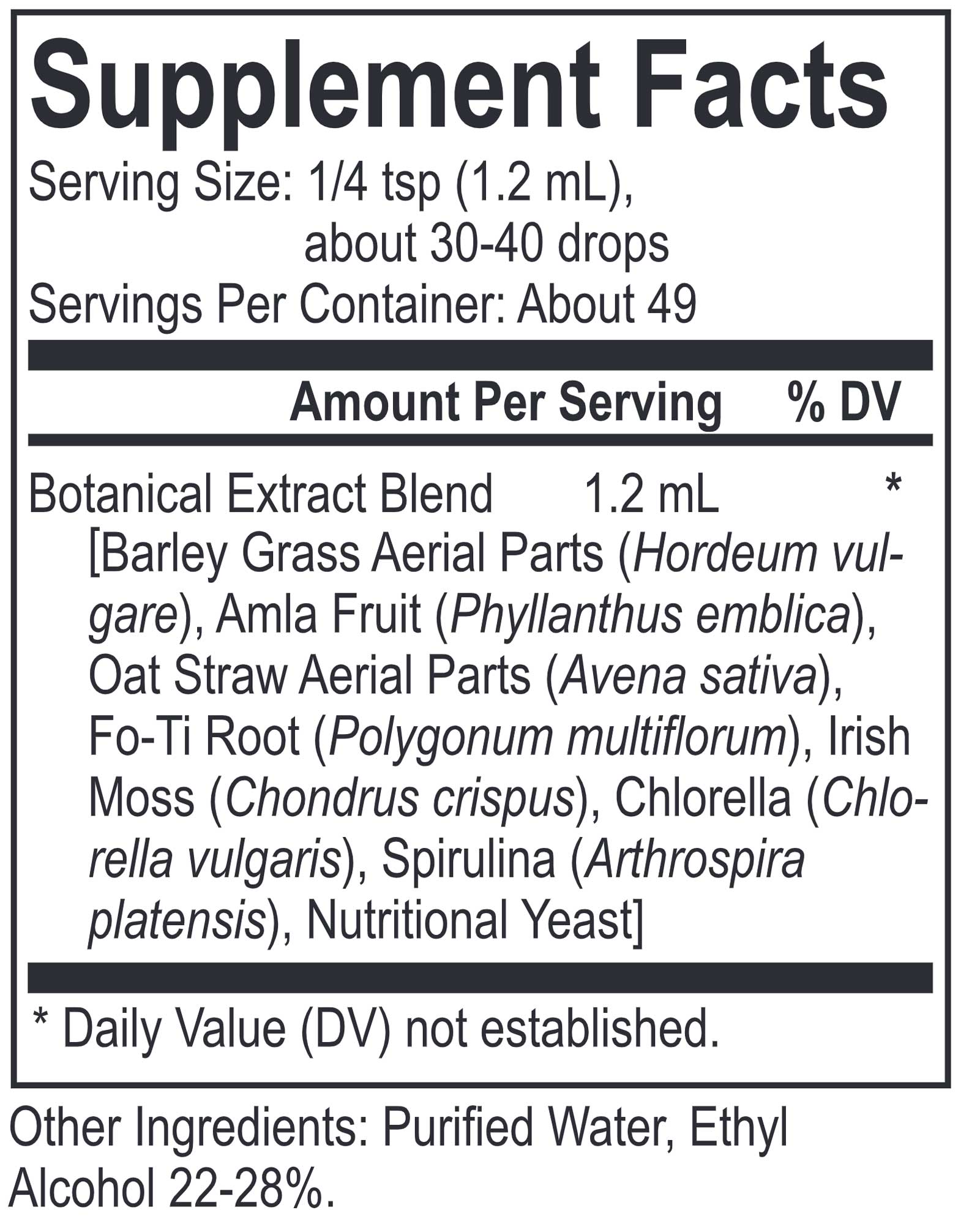 Energetix Spagyric Greens Ingredients