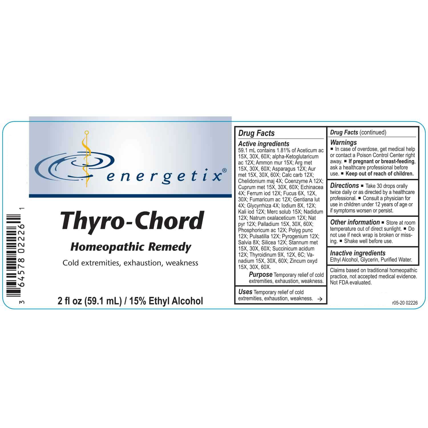 Energetix Thyro-Chord Label