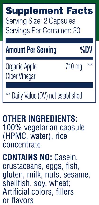 Enzyme Science Apple Cider Vinegar Ingredients