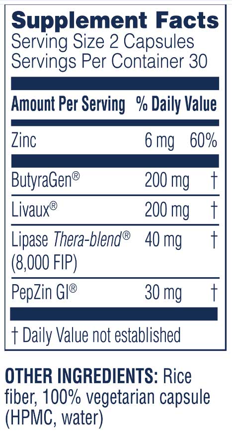 Enzyme Science GI + Biome Complex Ingredients