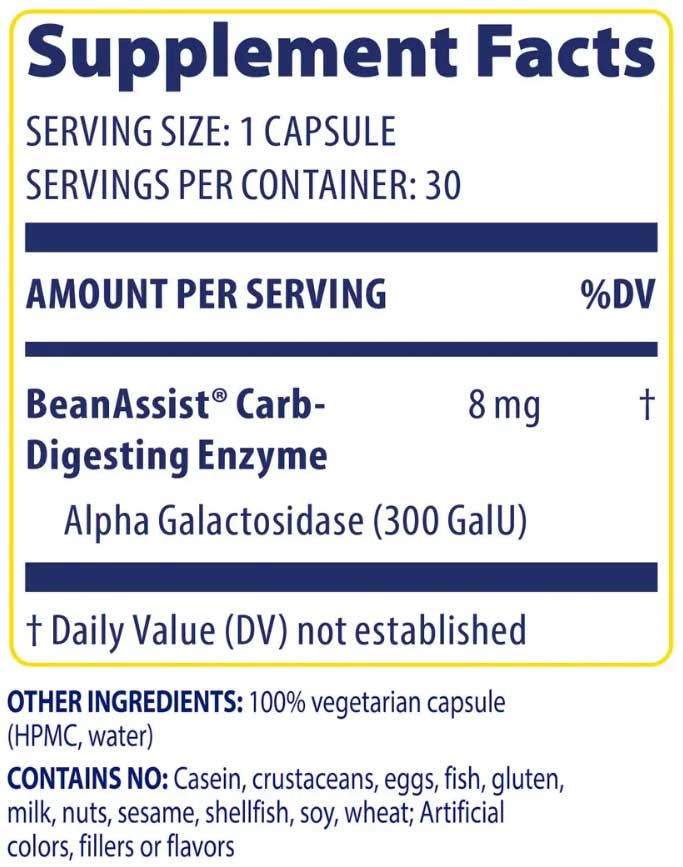 Enzymedica BeanAssist Ingredients