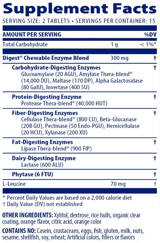 Enzymedica Digest Complete Chewable Ingredients