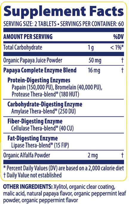 Enzymedica Papaya Complete Ingredients