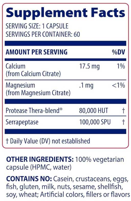 Enzymedica SerraGold Ingredients