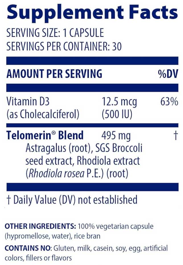 Enzymedica Telomere Plus Ingredients