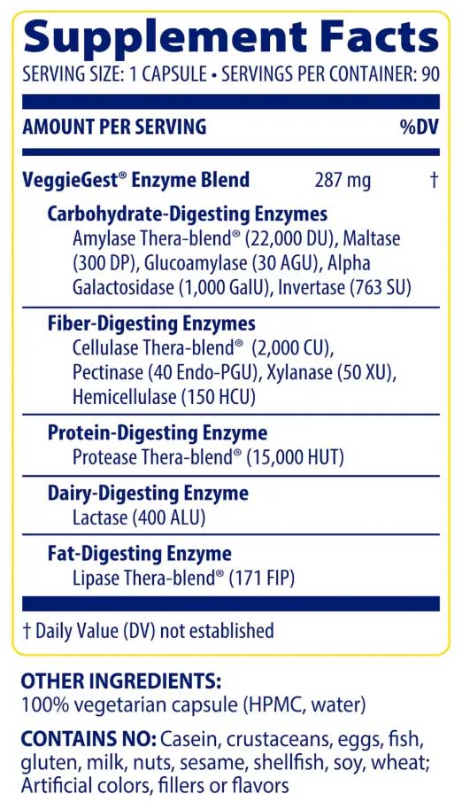 Enzymedica VeggieGest Ingredients