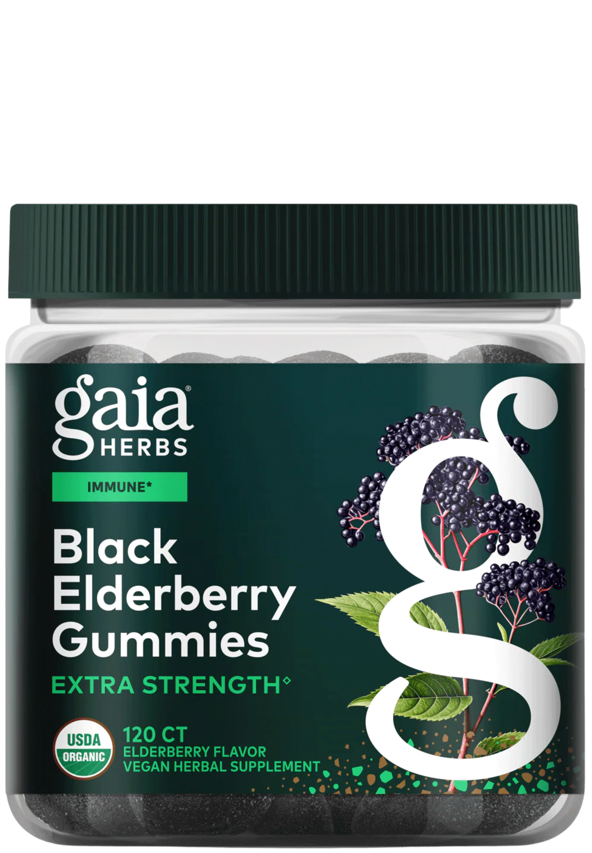 Gaia Herbs Black Elderberry Gummies Extra Strength
