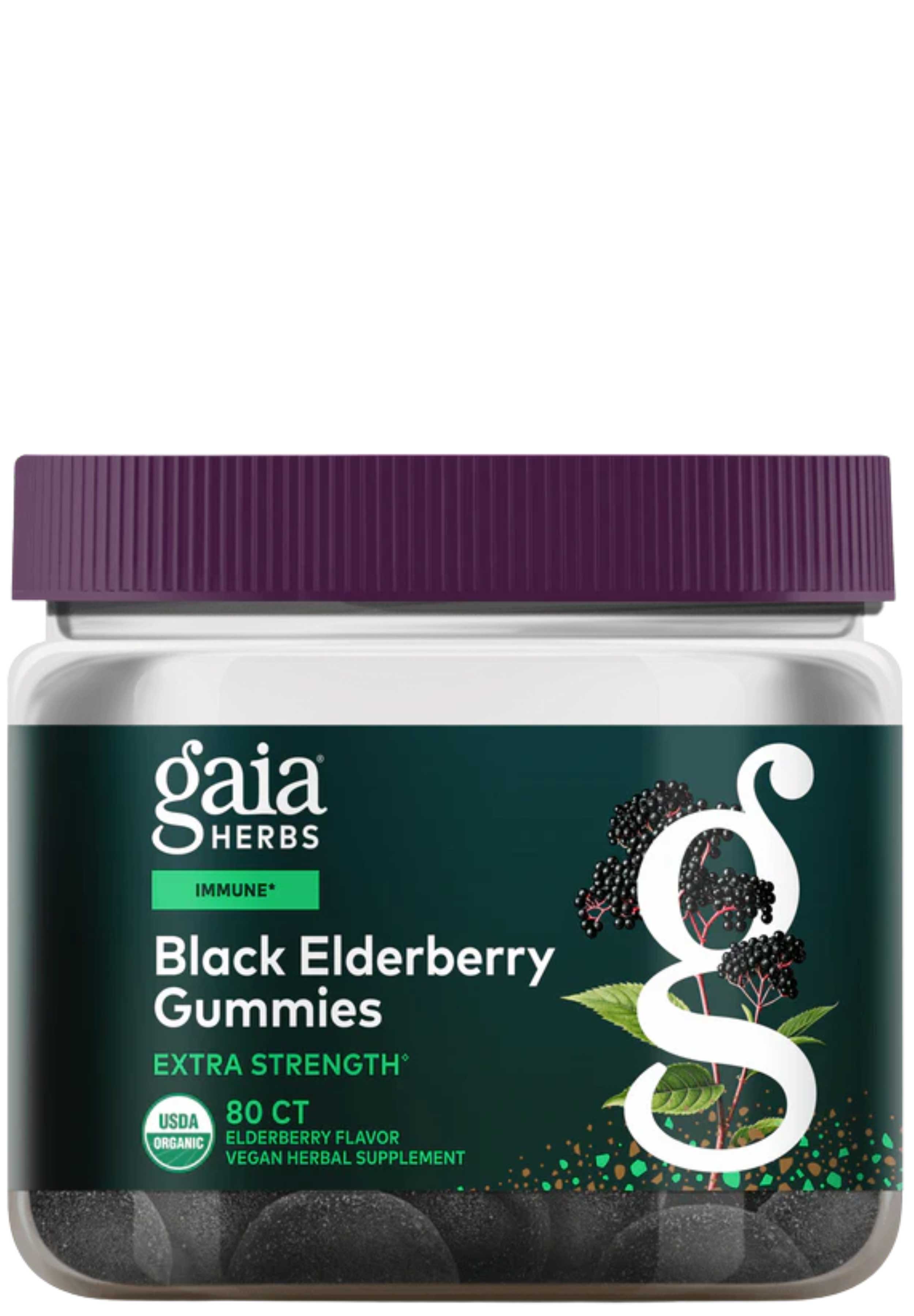 Gaia Herbs Black Elderberry Gummies Extra Strength