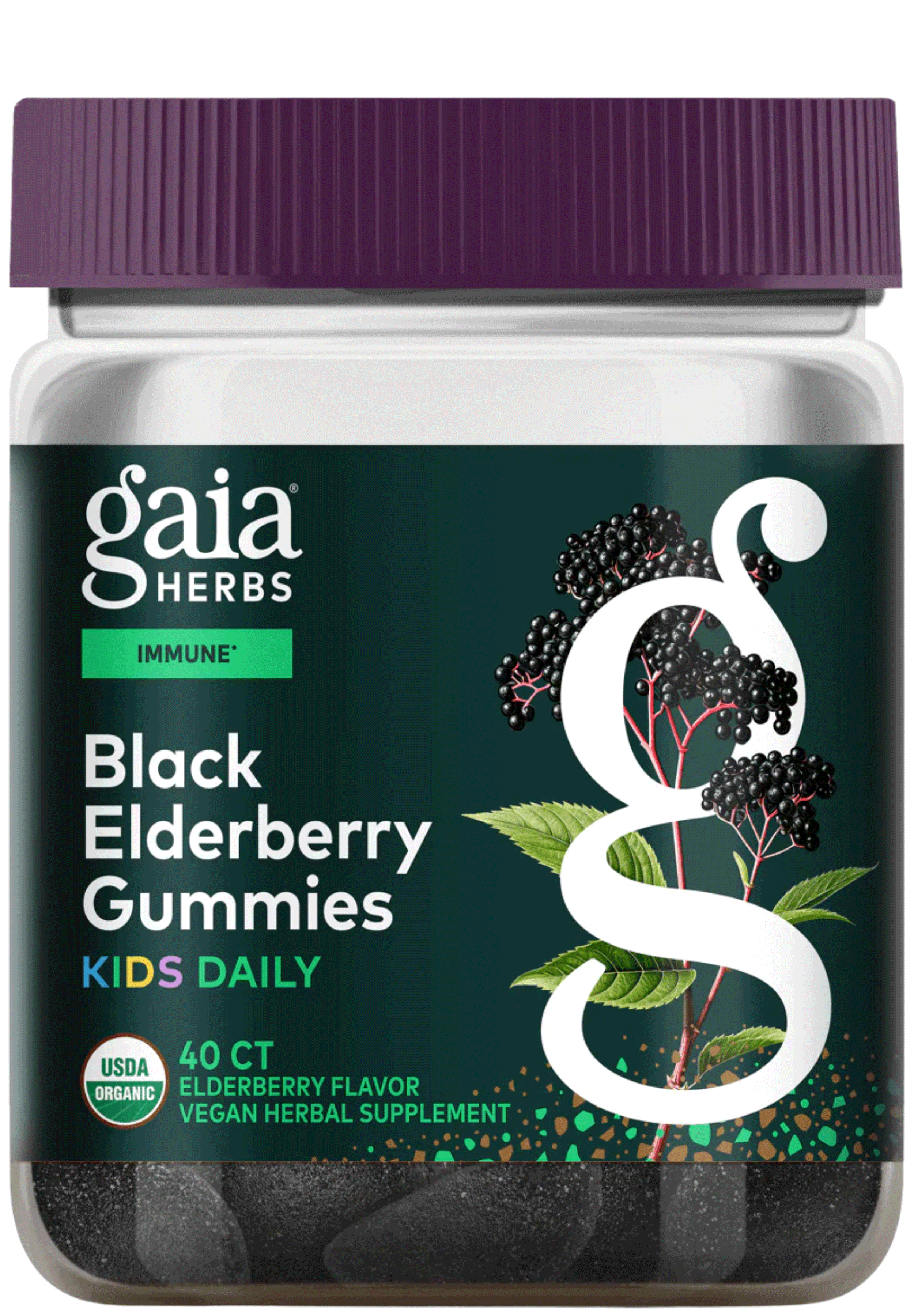 Gaia Herbs Black Elderberry Gummies Kids Daily